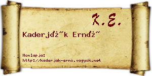 Kaderják Ernő névjegykártya